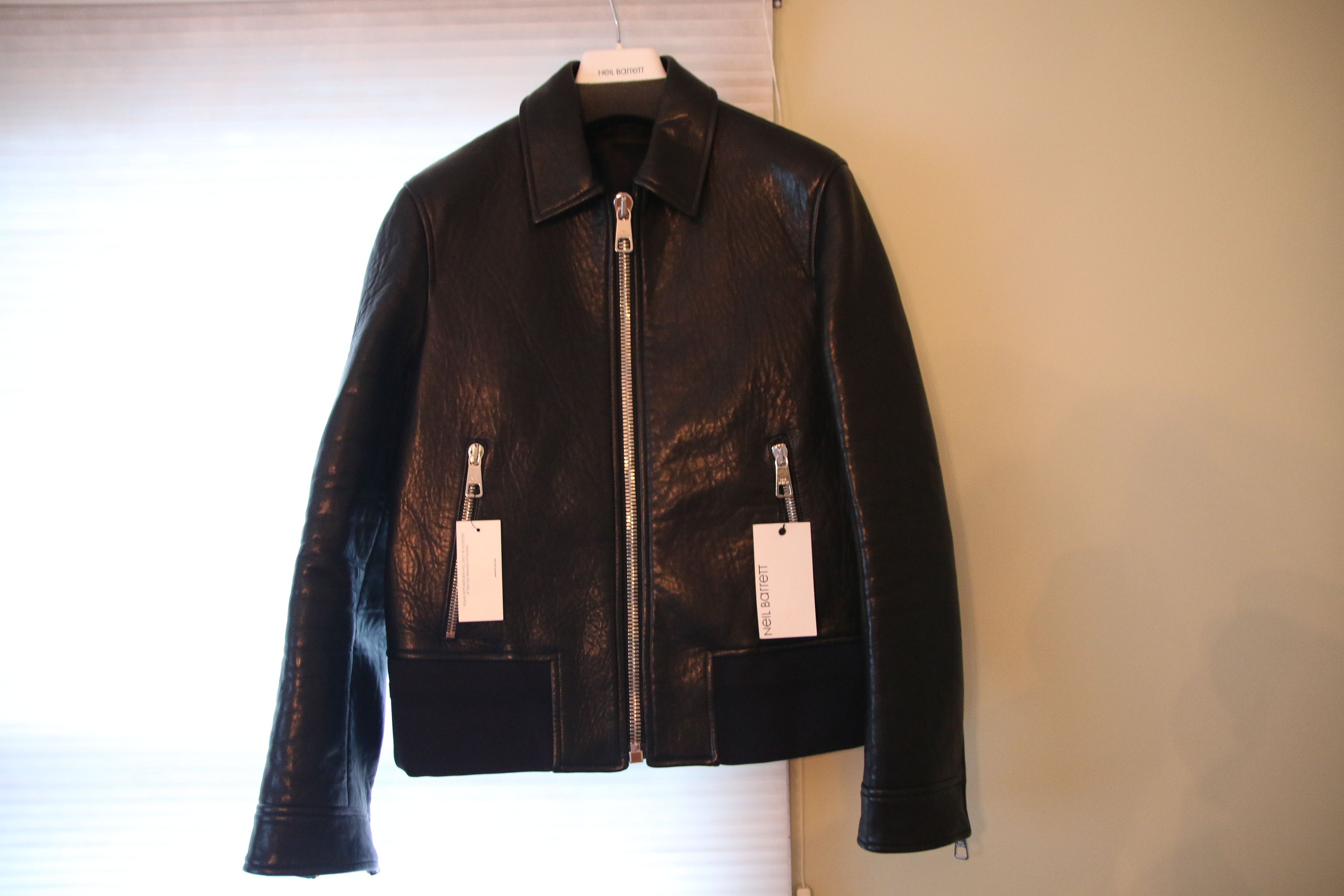 New Neil Barrett Mens bonded leather blouson Jacket in M