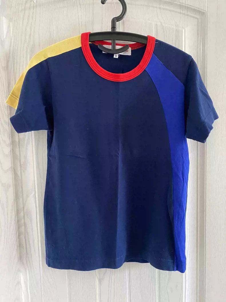 comme des garcon three color patchwork short sleeved
