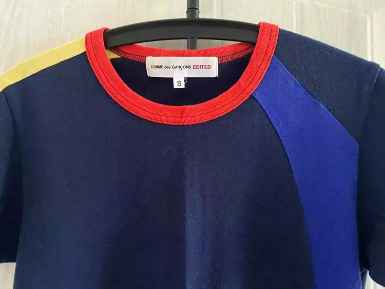 comme des garcon three color patchwork short sleeved