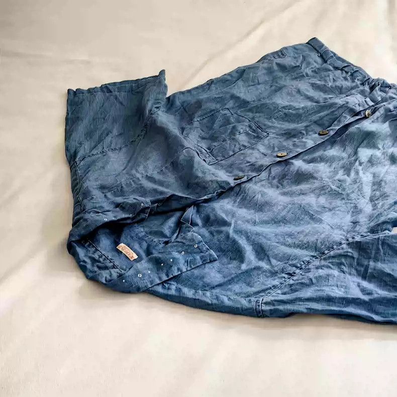 Kapital Kapital Blue linen short-sleeved shirt Size US M / EU 48-50 / 2 - 2 Thumbnail