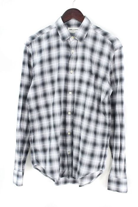 Saint Laurent Paris Shirt Gray processing check long sleeve | Grailed