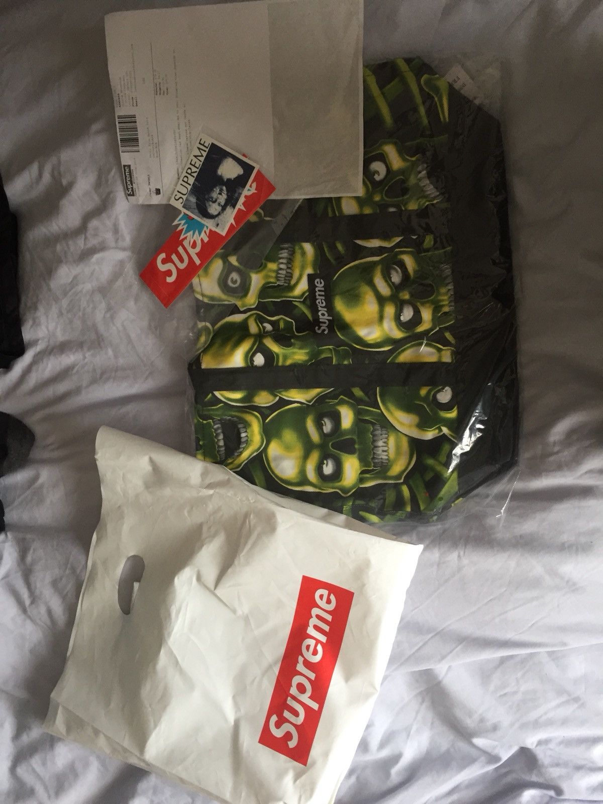 Supreme Skull Pile Denim Tote (SS18) - $98