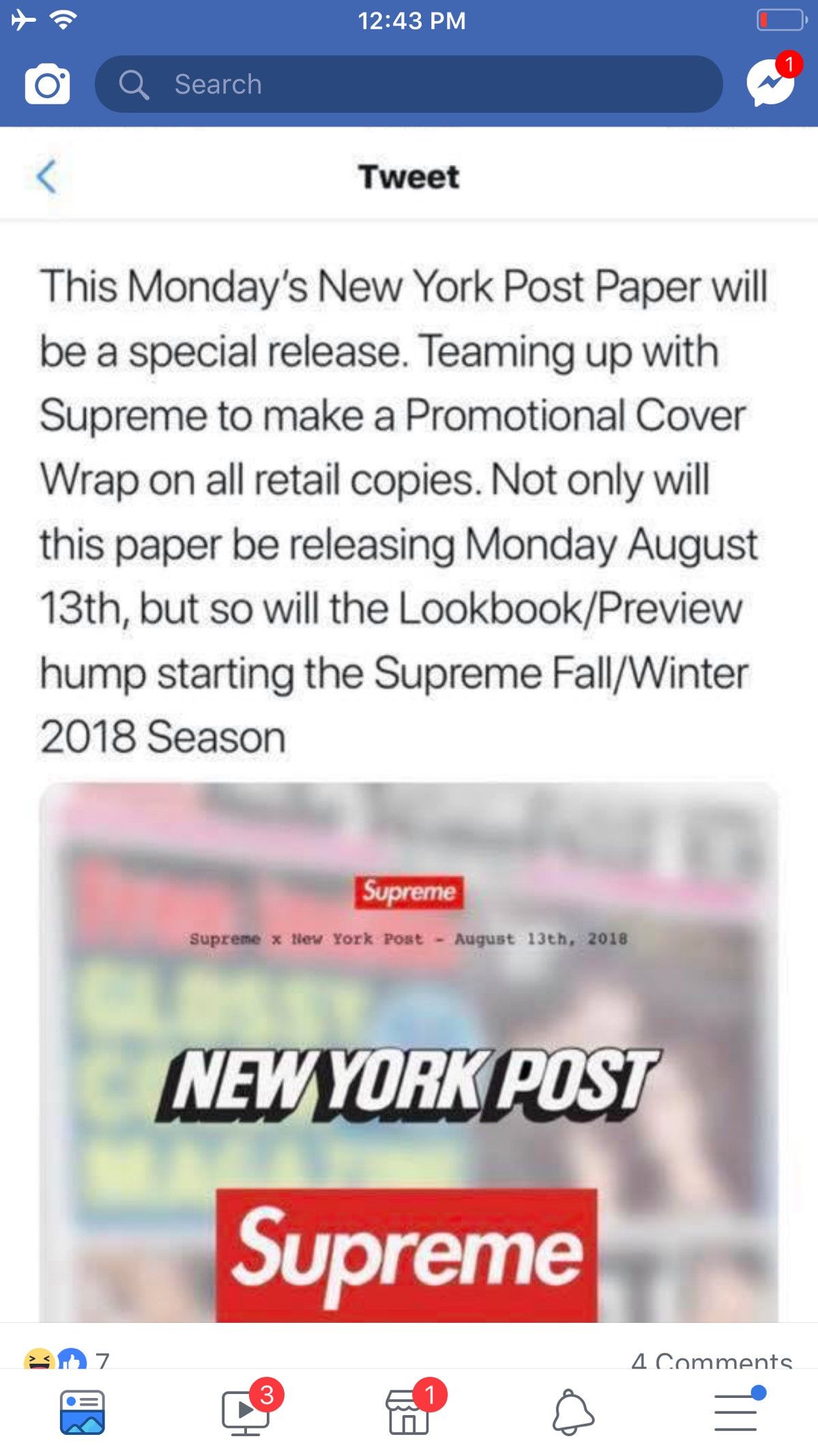 Supreme Supreme Newspaper Size ONE SIZE - 3 Thumbnail