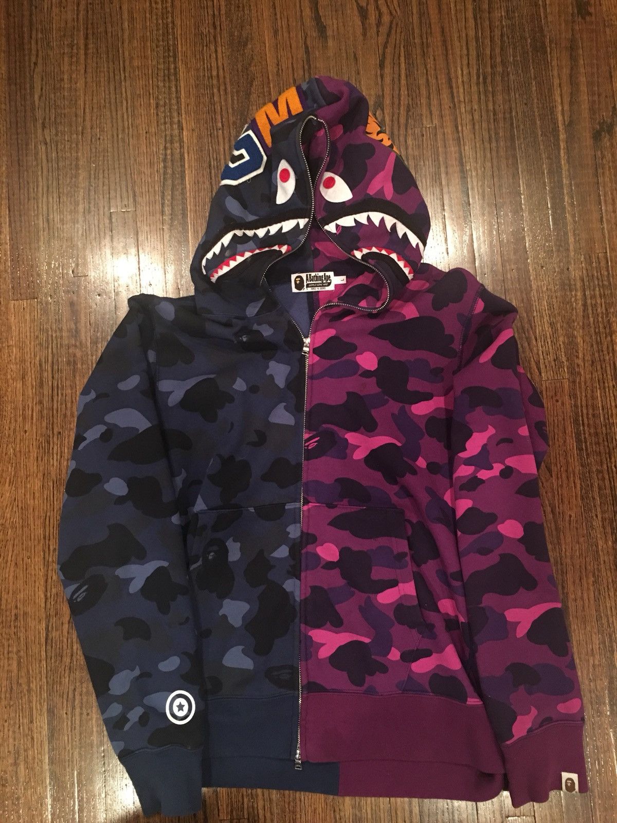 Bape Purple Camo Shark Full Zip Large Hoodie Authentic