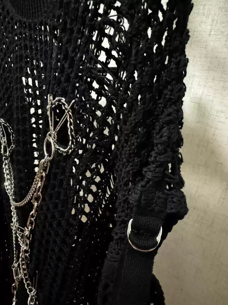 Junya Watanabe Junya Watanabe Black mesh chain sweater Size US M / EU 48-50 / 2 - 7 Thumbnail