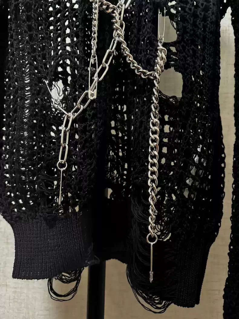 Junya Watanabe Junya Watanabe Black mesh chain sweater Size US M / EU 48-50 / 2 - 5 Thumbnail