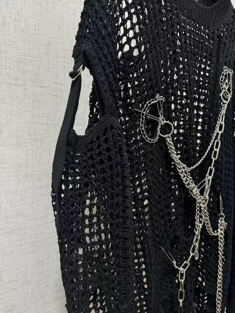 Junya Watanabe Junya Watanabe Black mesh chain sweater Size US M / EU 48-50 / 2 - 6 Thumbnail