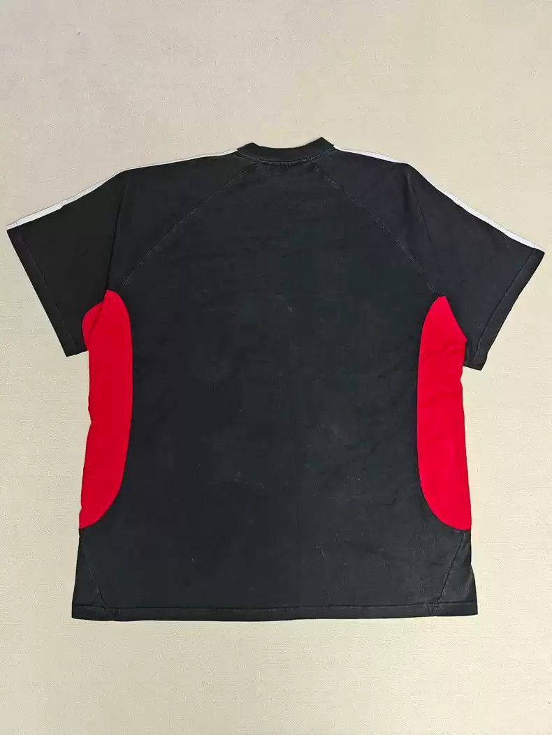 Balenciaga Balenciaga Adidas joint 23SS black and red patchwork distressed faded short sleeved T-shirt Size US XXL / EU 58 / 5 - 3 Thumbnail