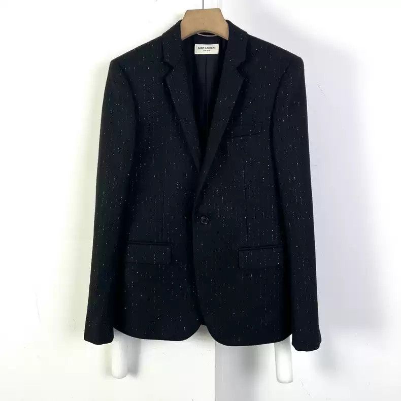 Saint Laurent Paris Saint Laurent Silver striped black suit jacket Size US XL / EU 56 / 4 - 2 Thumbnail
