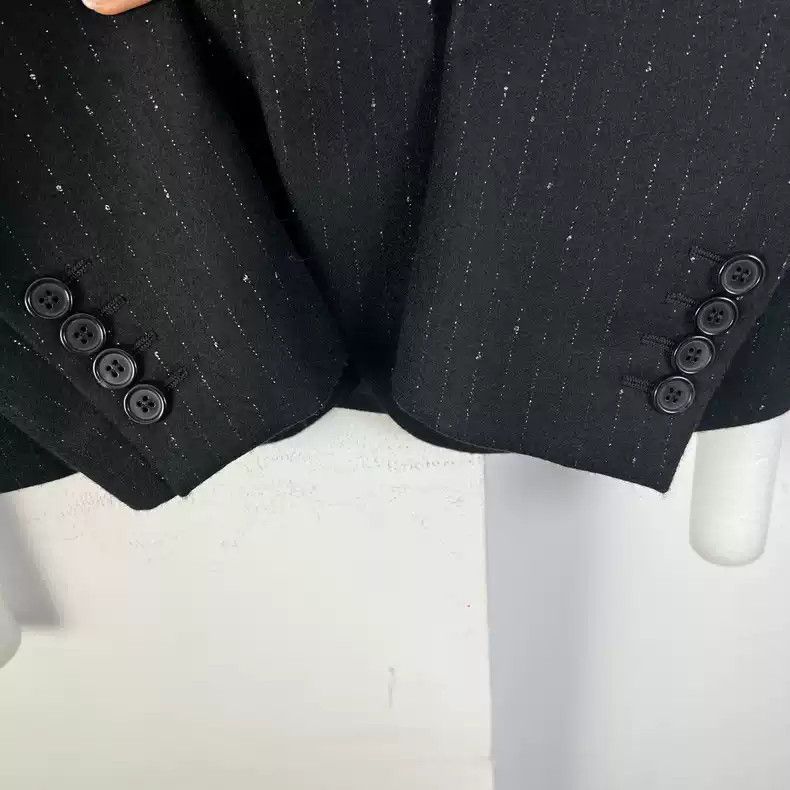 Saint Laurent Paris Saint Laurent Silver striped black suit jacket Size US XL / EU 56 / 4 - 6 Thumbnail