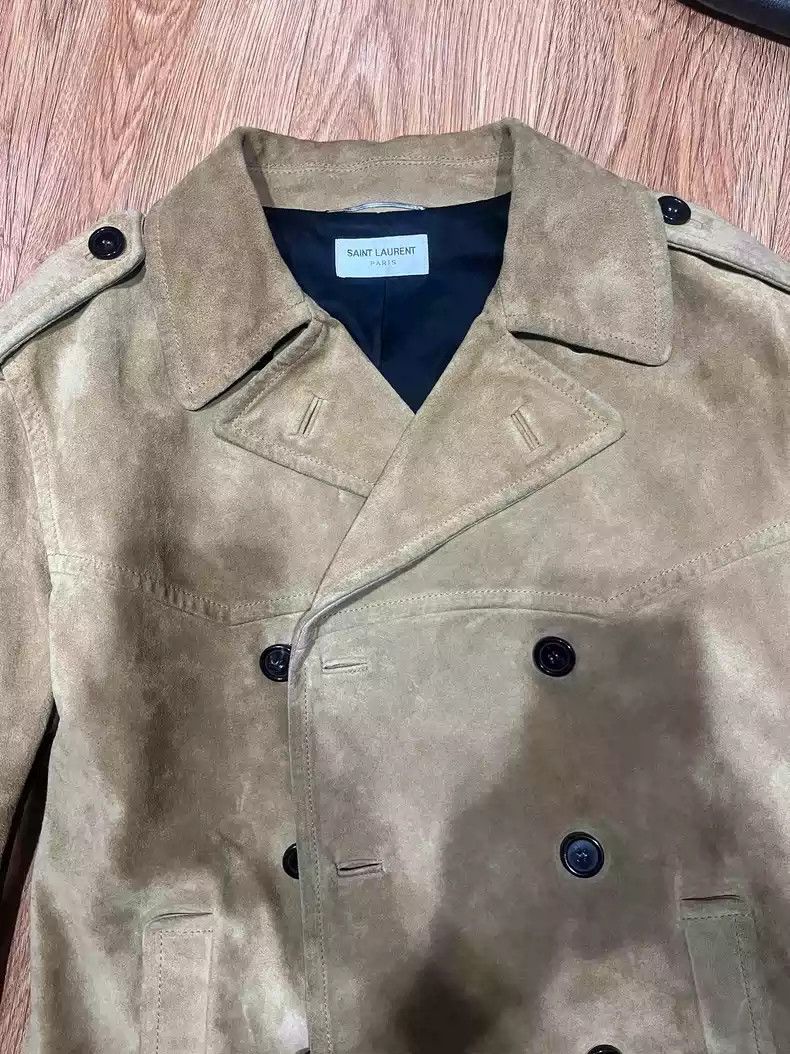Saint Laurent Paris Saint Laurent Double breasted distressed suede jacket Size US M / EU 48-50 / 2 - 2 Thumbnail