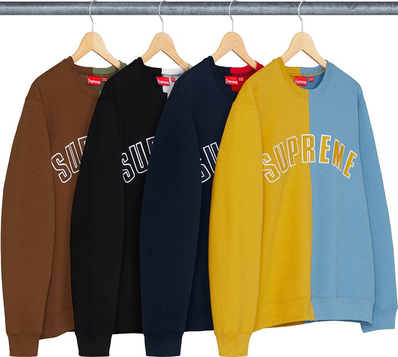 Supreme Split Crewneck Yellow/Light Blue Large L Arc Logo | Grailed