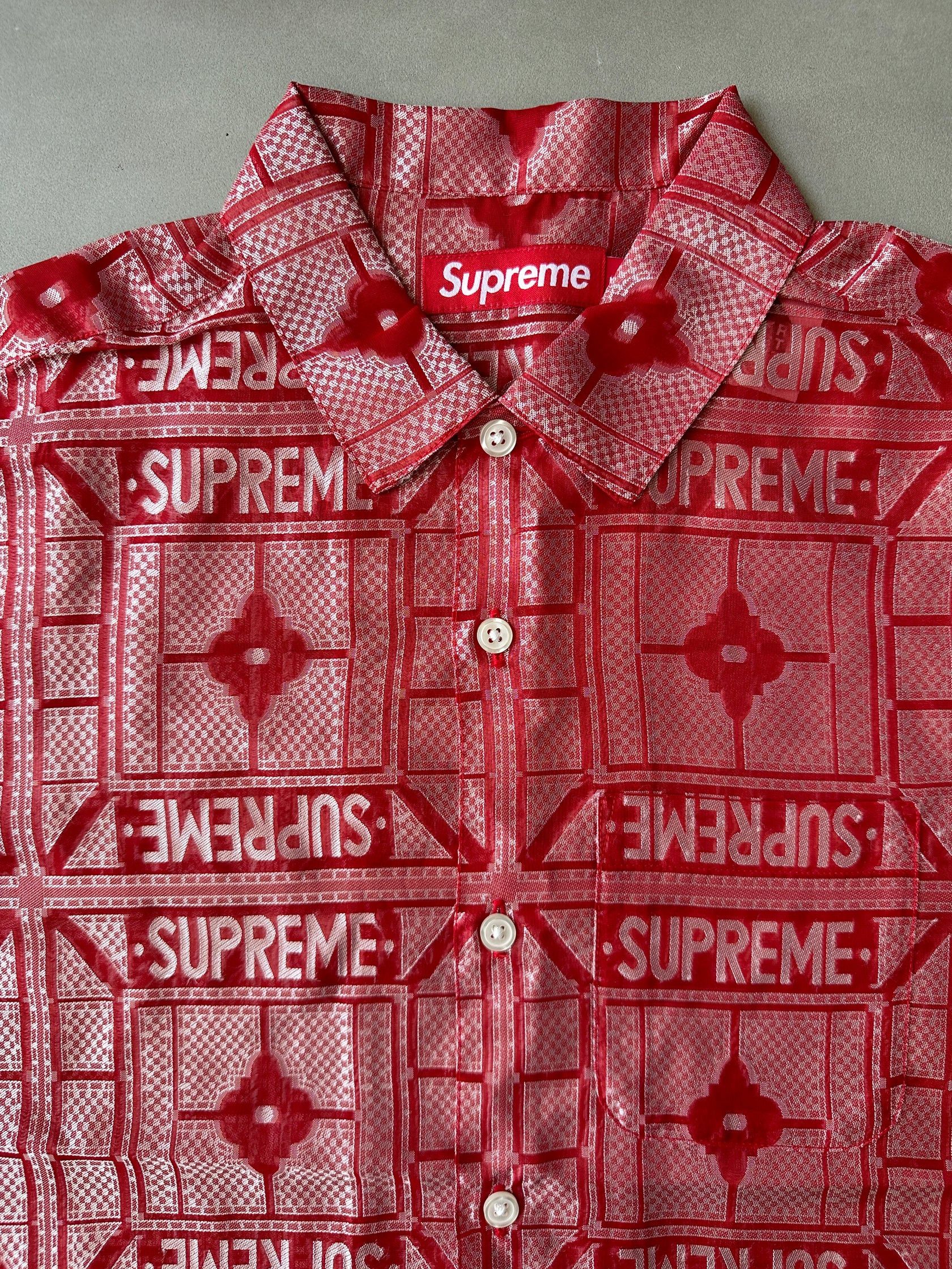 Supreme Supreme Red Hermes Tray Jacquard Logo Shirt Size US M / EU 48-50 / 2 - 5 Thumbnail