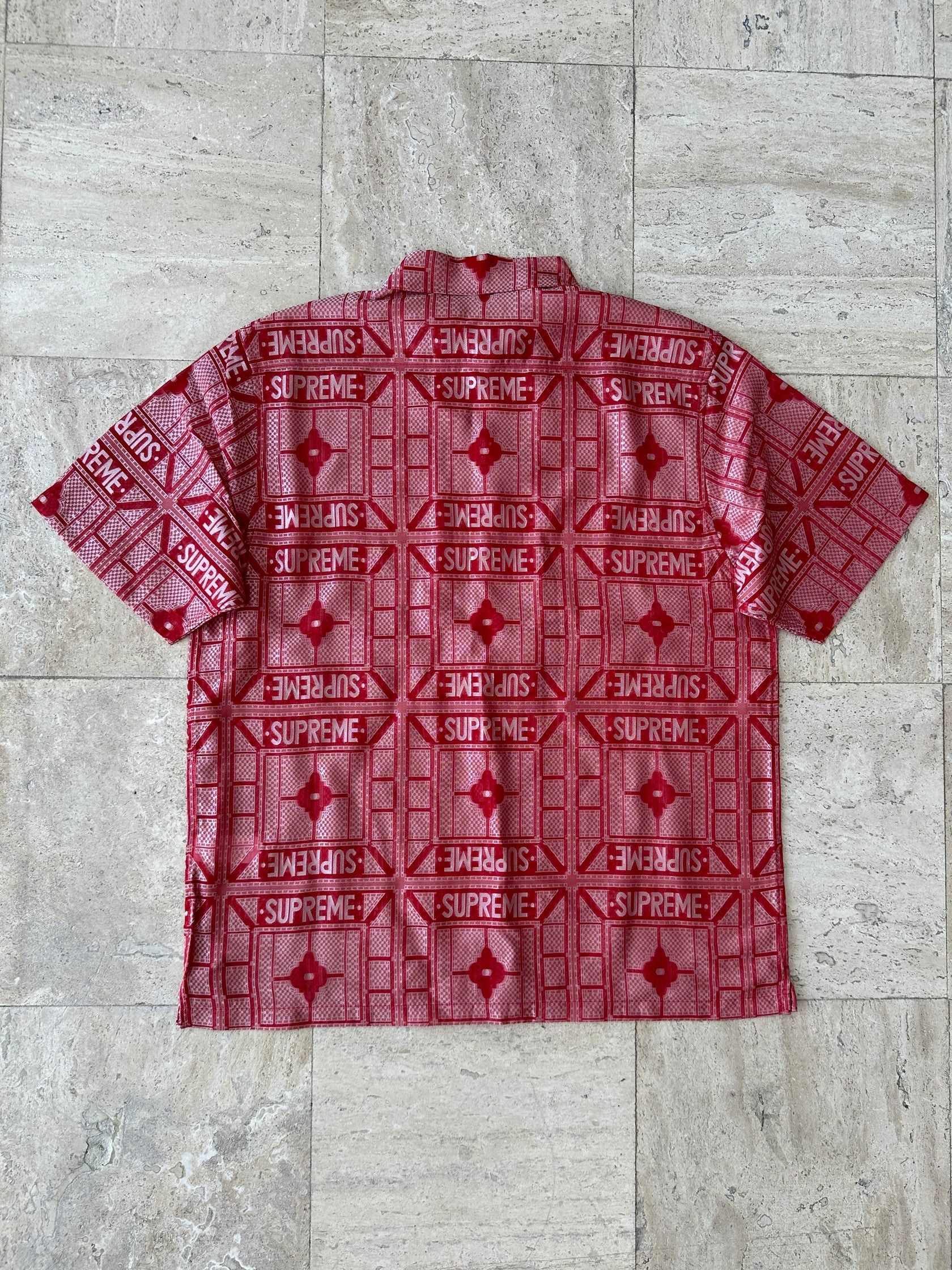 Supreme Supreme Red Hermes Tray Jacquard Logo Shirt | Grailed