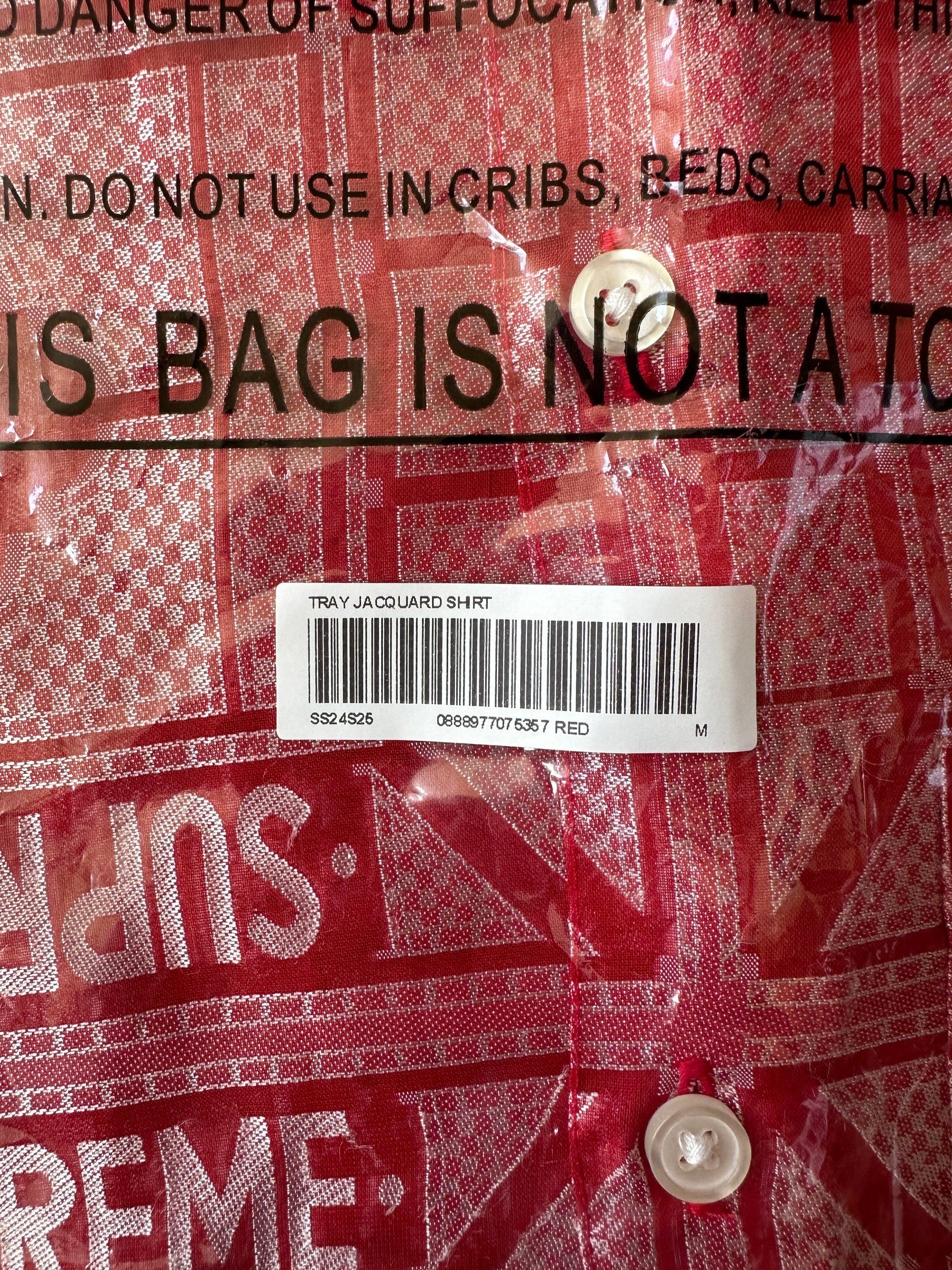 Supreme Supreme Red Hermes Tray Jacquard Logo Shirt Size US M / EU 48-50 / 2 - 4 Thumbnail