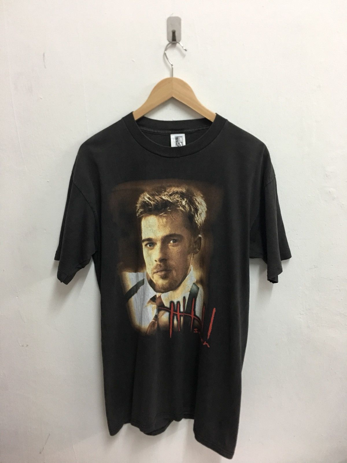 トップス seven Brad Pitt S/S Movie T-Shirt Black rare vintage 90s Se7en Seven 7 Brad Pitt David Fincher movie