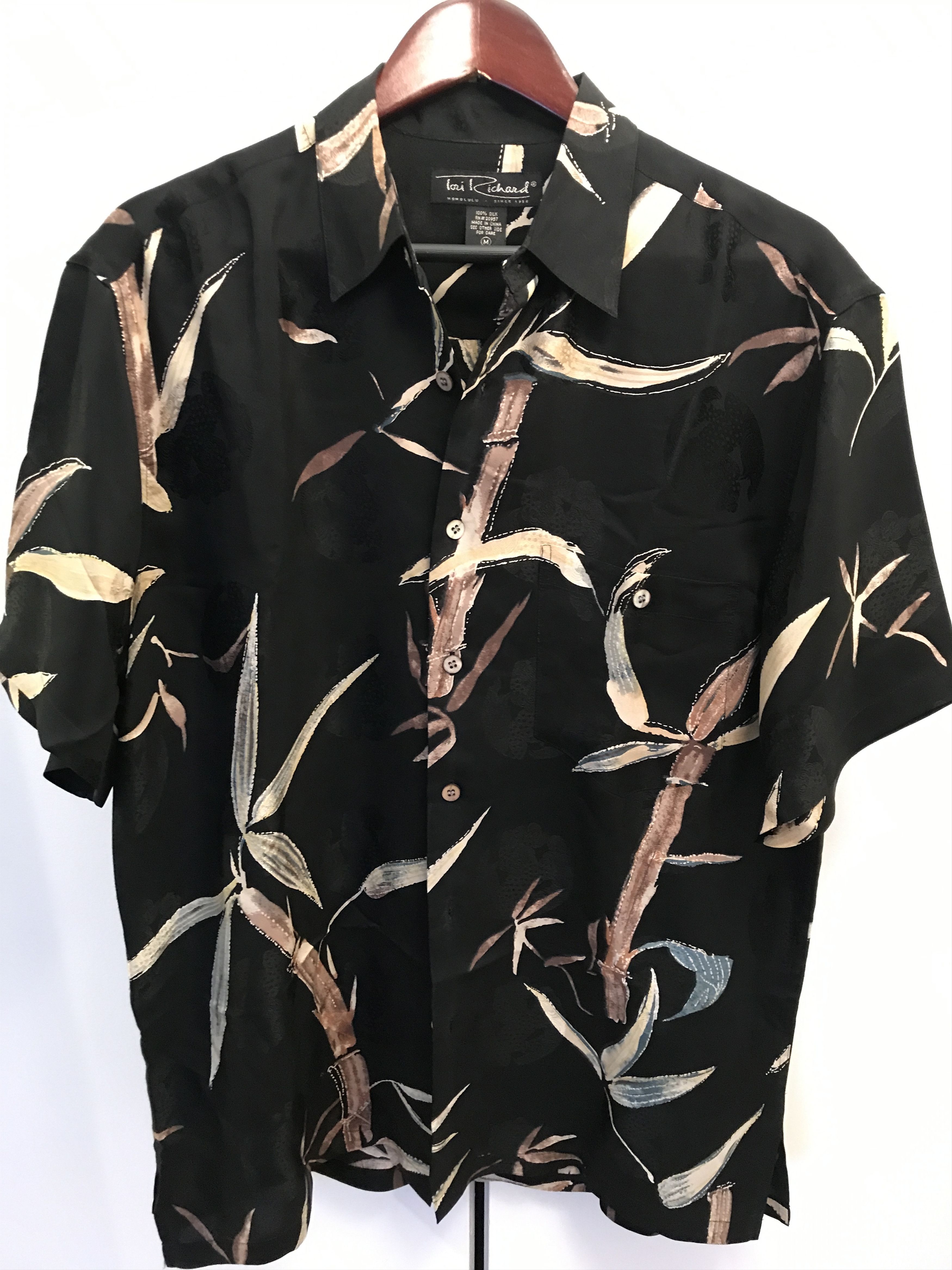 Tori Richard × Vintage Vintage silky bamboo-print black Hawaiian shirt Size US M / EU 48-50 / 2 - 1 Thumbnail