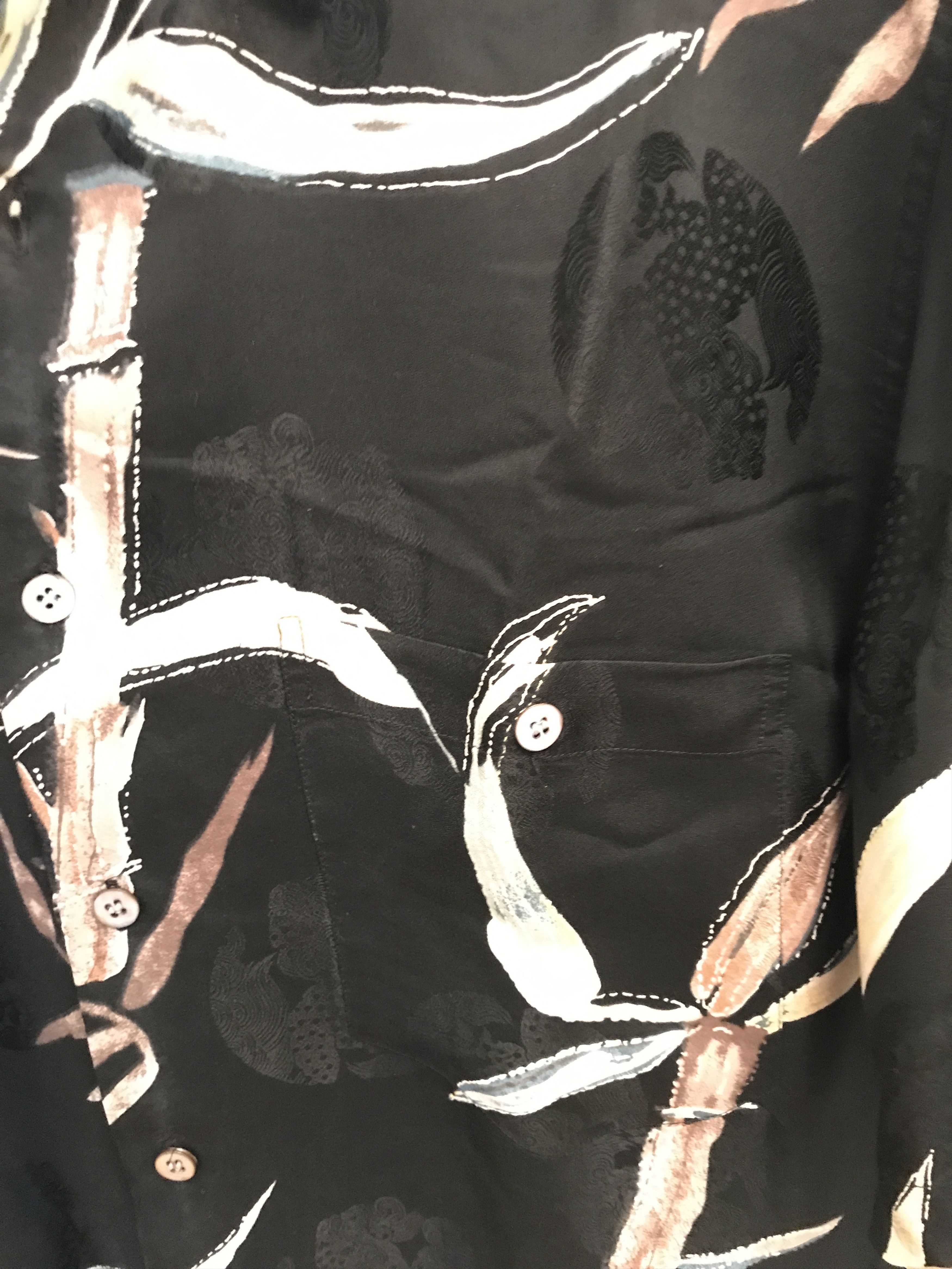 Tori Richard × Vintage Vintage silky bamboo-print black Hawaiian shirt Size US M / EU 48-50 / 2 - 2 Thumbnail