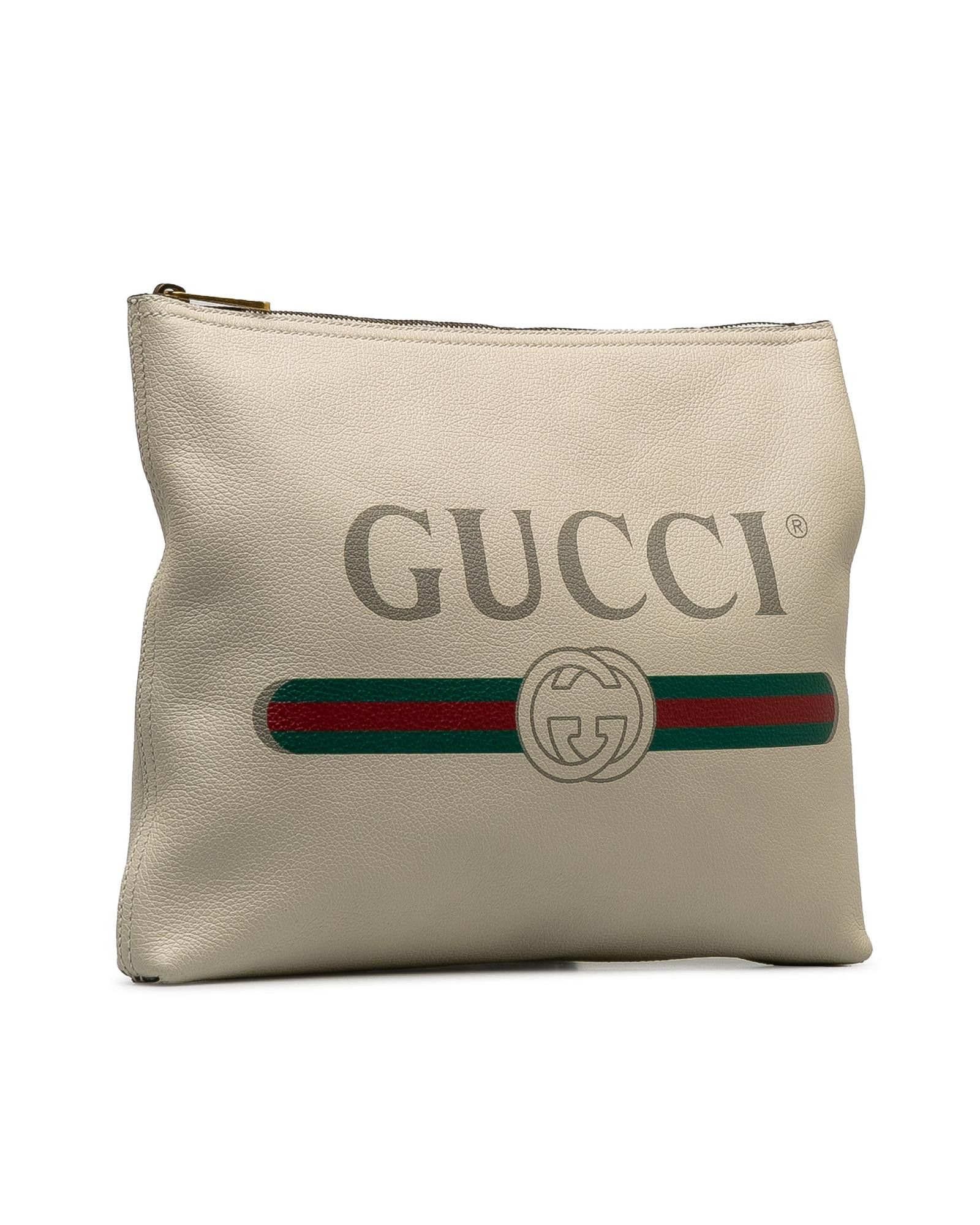 Gucci Leather Logo Clutch Bag with Zip Closure | Grailed