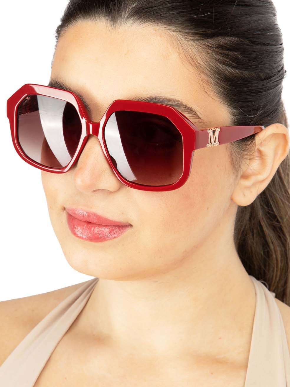 Max Mara Red Geometric Gradient Sunglasses Size ONE SIZE - 2 Thumbnail