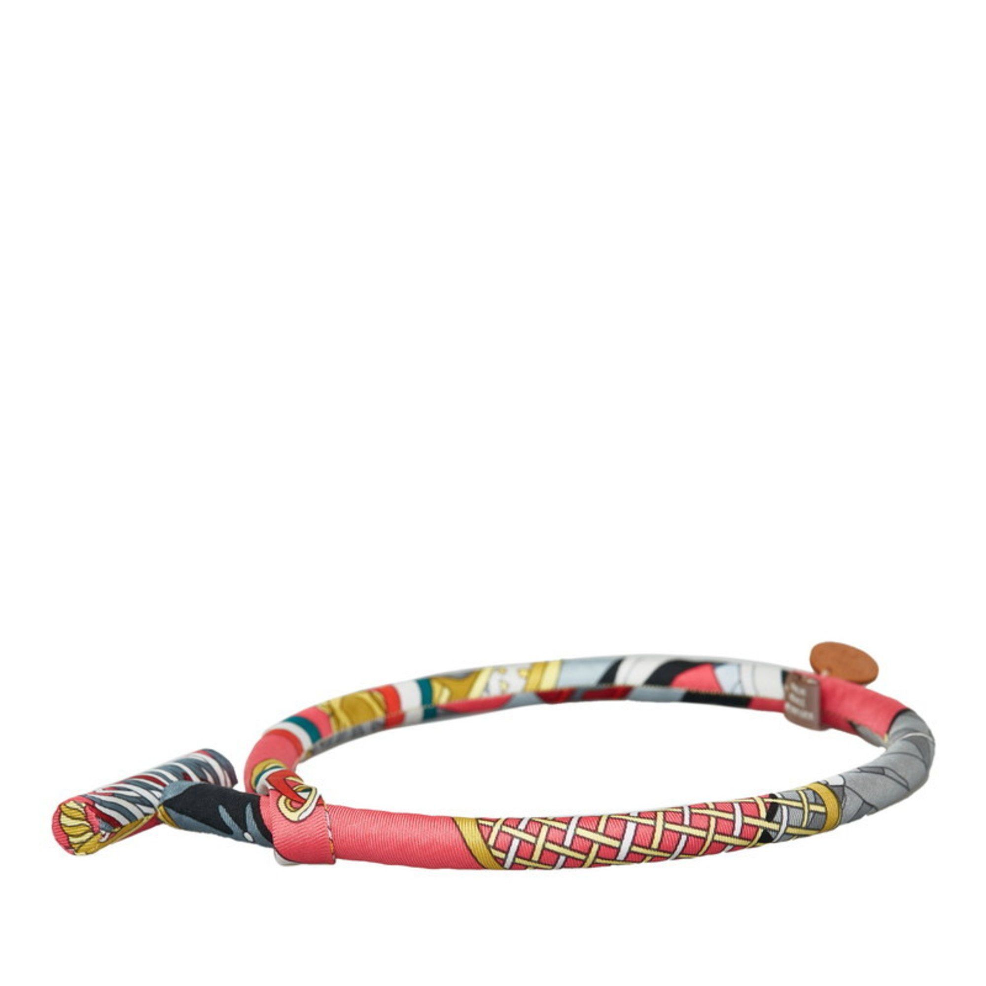 Hermes Bride de Soie Choker Necklace Pink Multicolor Silk Women's HERMES
