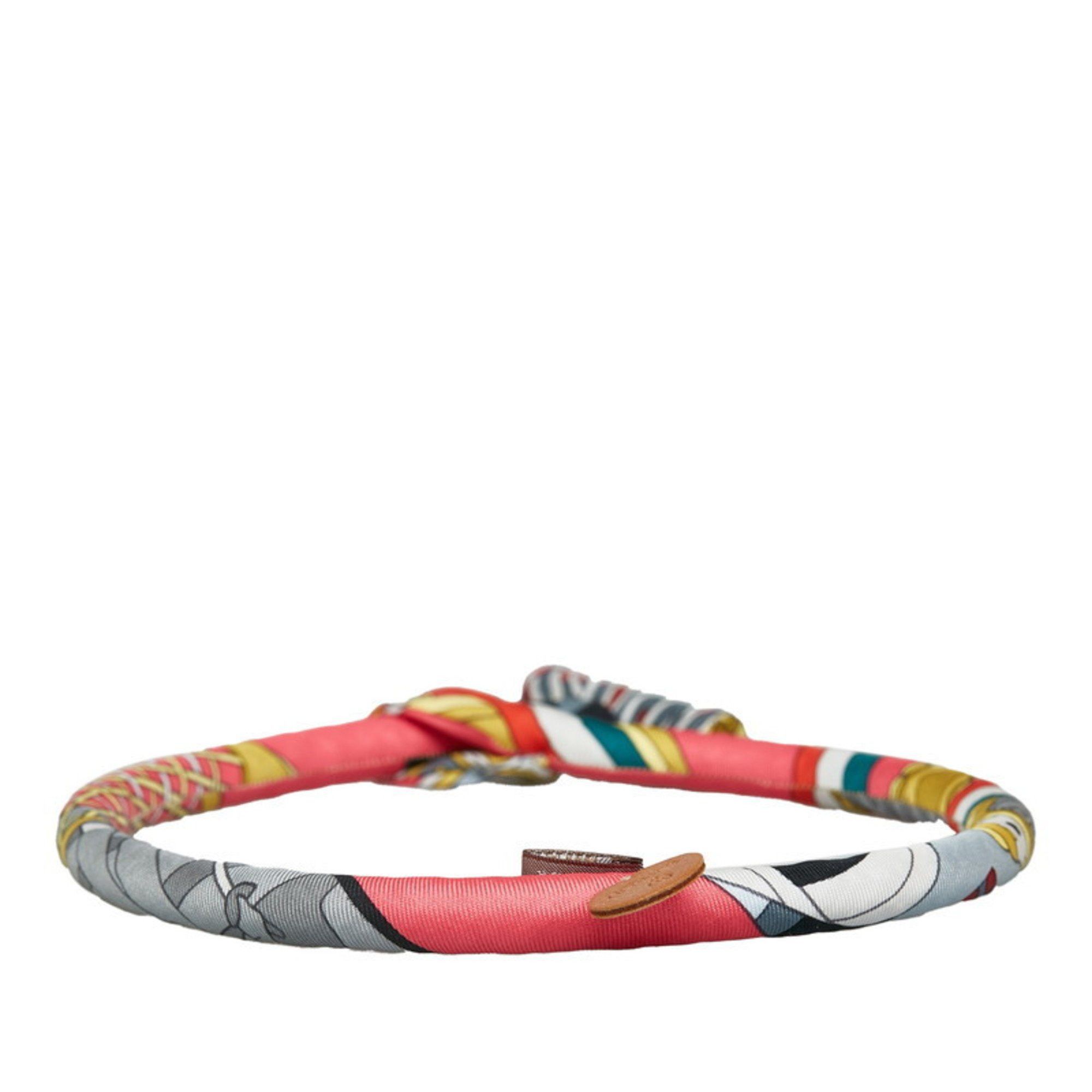 Hermes Bride de Soie Choker Necklace Pink Multicolor Silk Women's HERMES