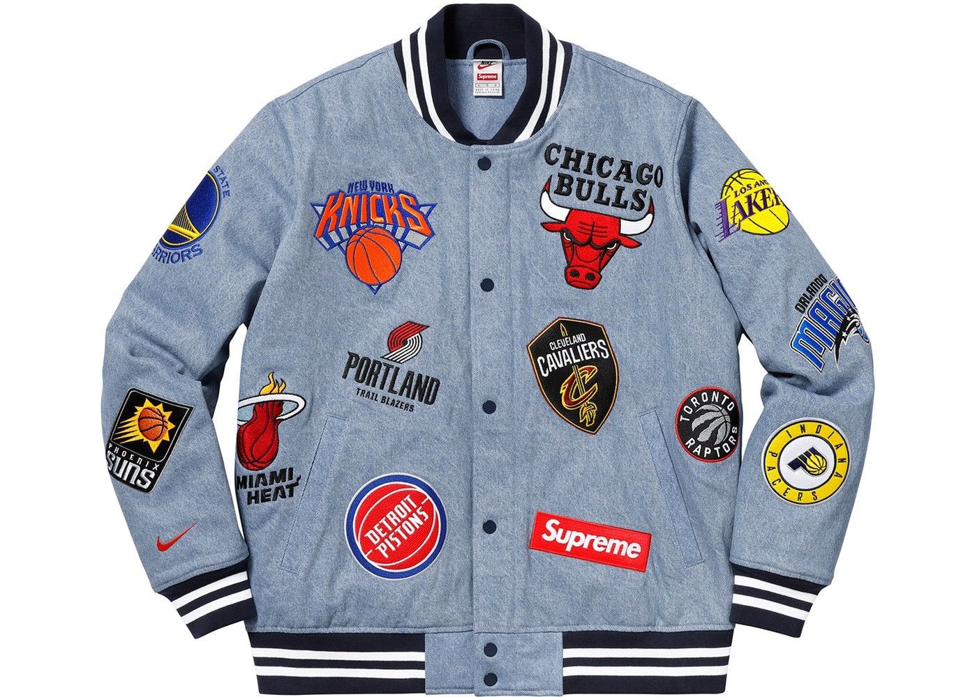 NBA Nike Supreme Supreme Nike NBA Teams Warm Up Jacket Denim Blue Size L Grailed