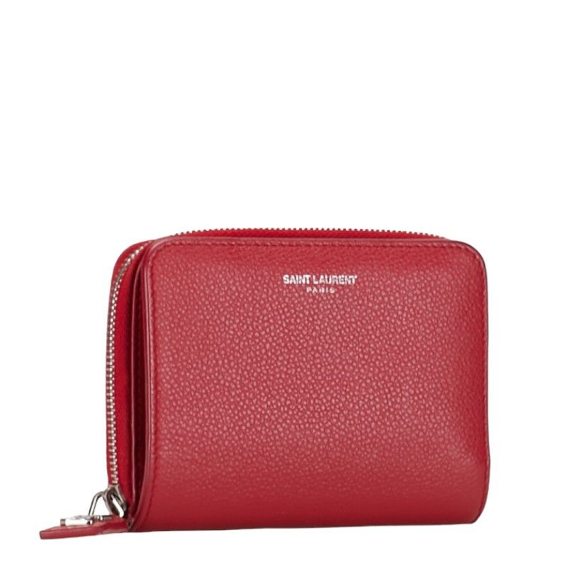 Yves Saint sale Laurent Bi-fold Coin purse Red Wallet