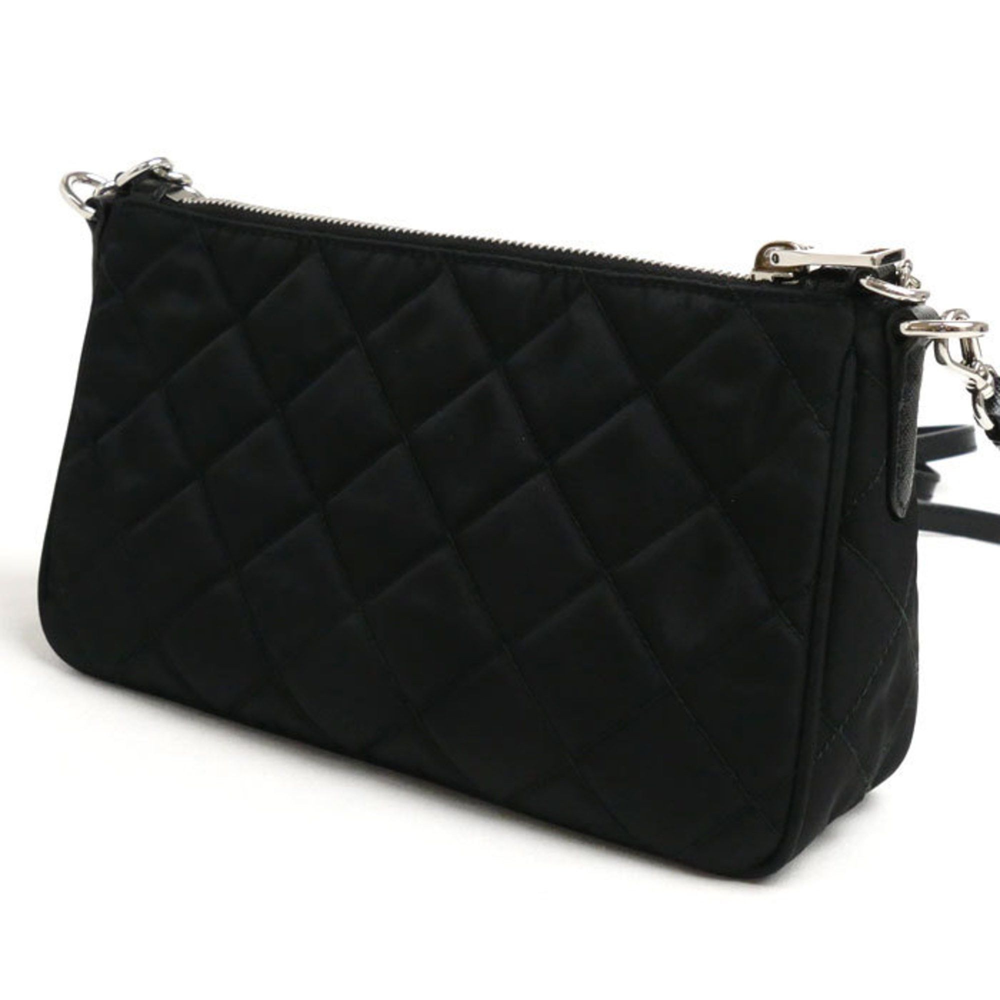 Prada Prada Quilted Handbag Chain 2-Way Shoulder Bag Black 1BH026 