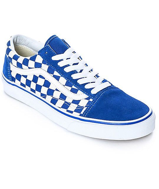 Old skool blue and white checkered vans hot sale