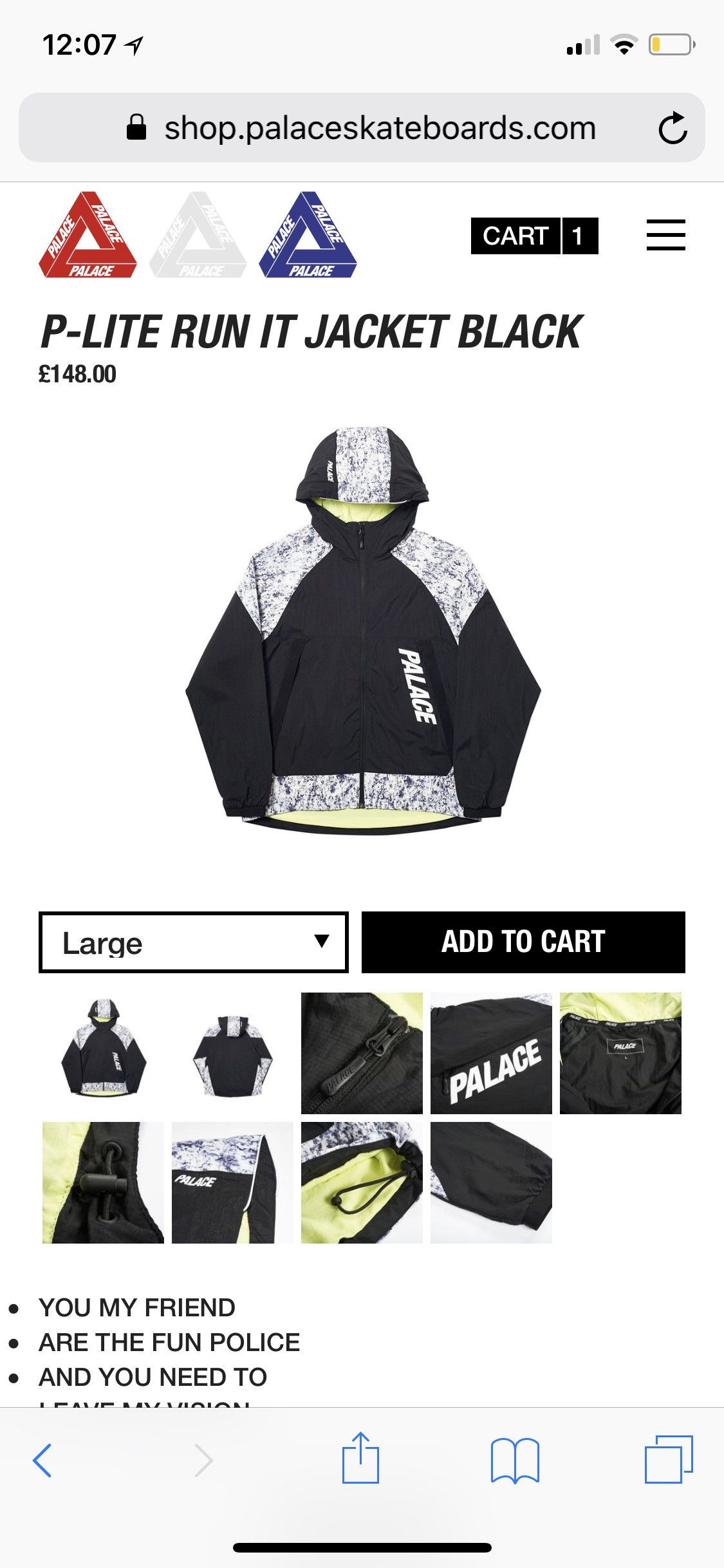 Palace P Lite Run It Jacket | Grailed