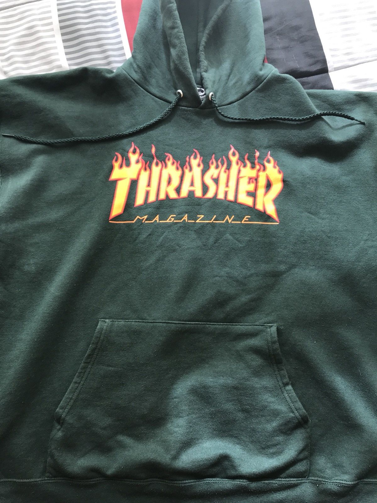 Thrasher Thrasher Flame Logo Forest Green Hoodie Grailed
