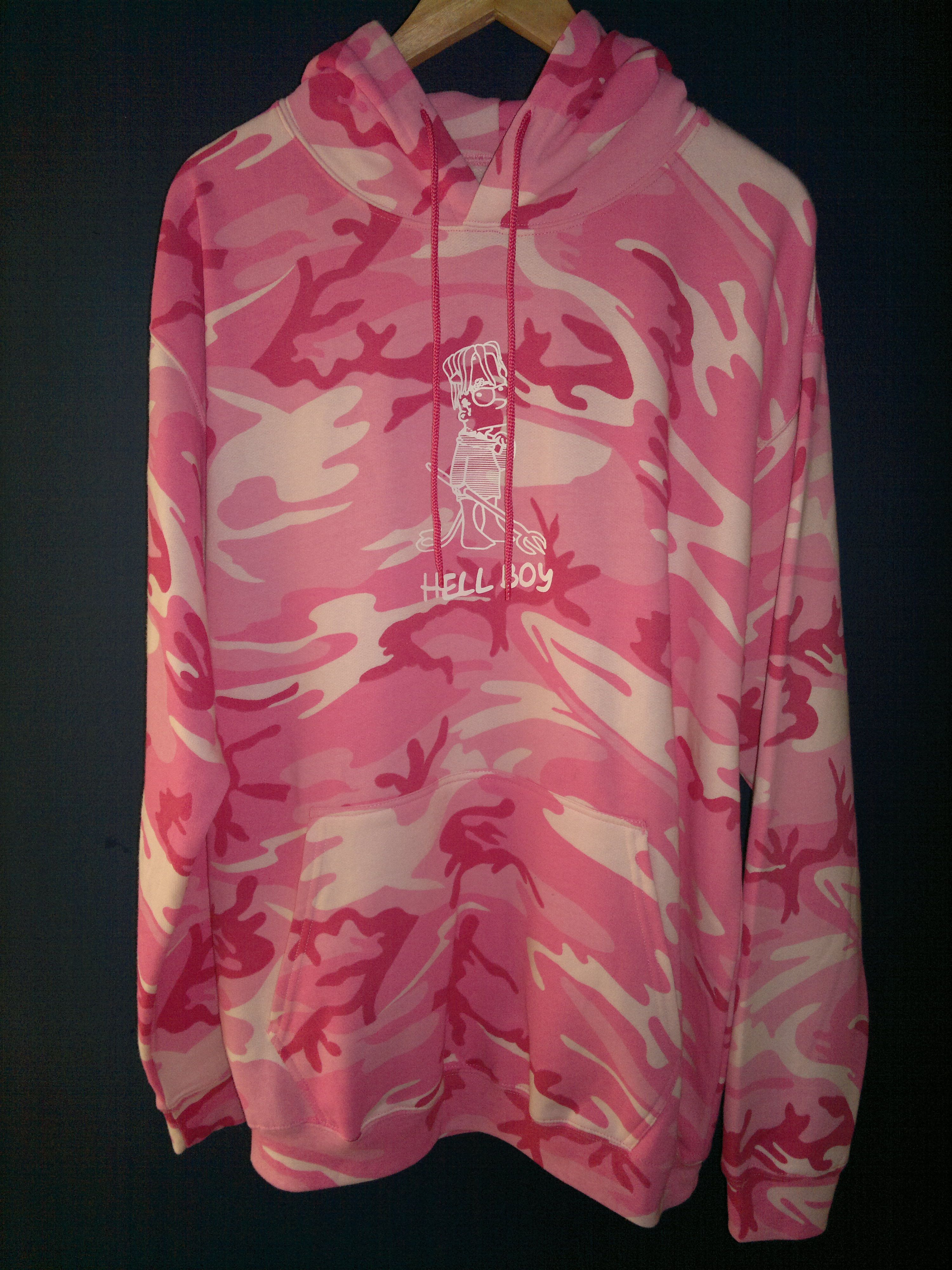 lil peep pink hoodie hellboy