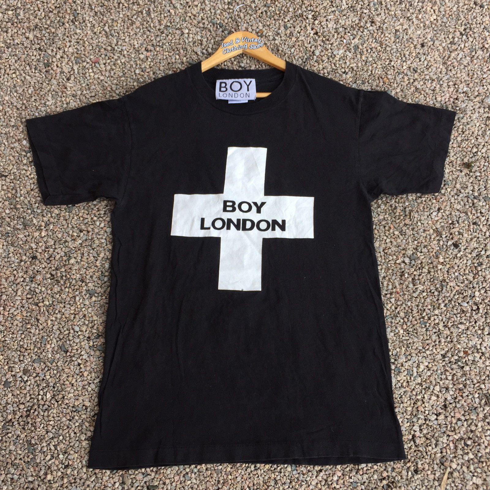 トップス BOY LONDON vintage Vtg 90s BOY LONDON Big Logo Single Stitch T Shirt UK Punk
