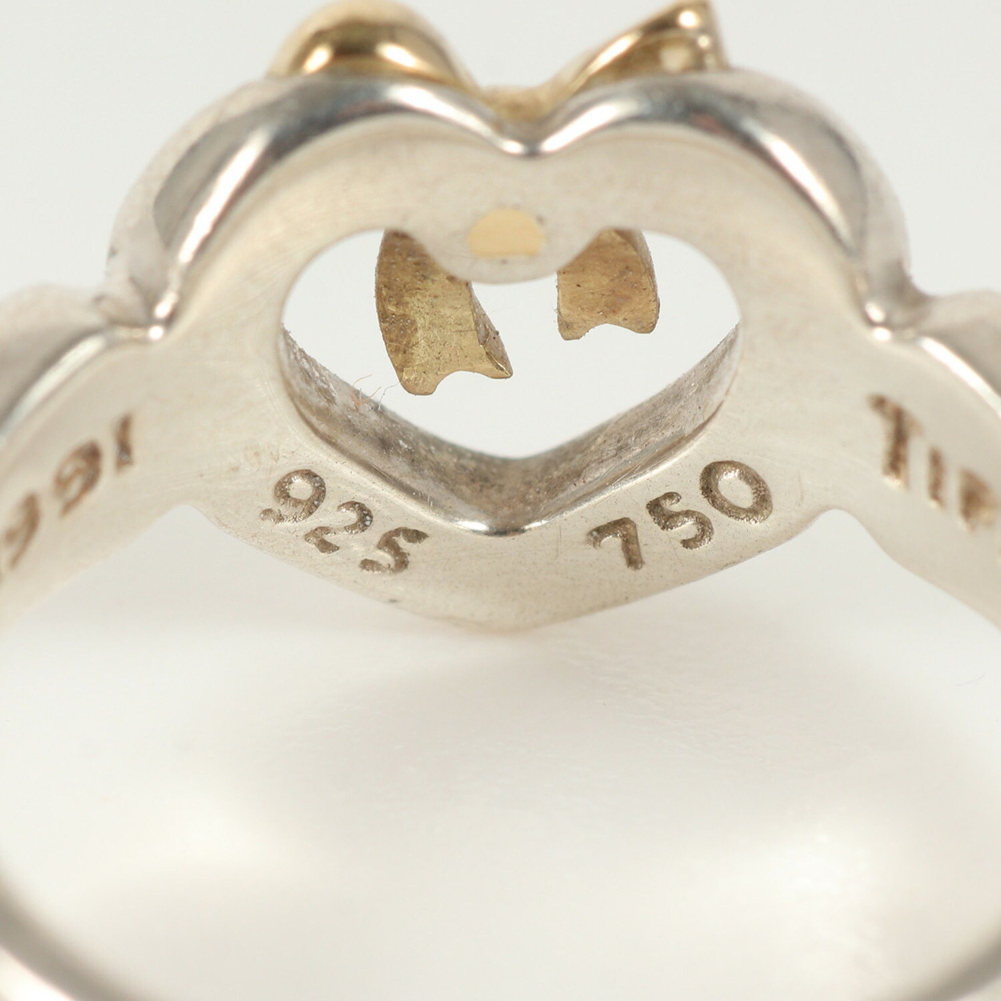 Tiffany Size: Heart Ribbon Combination Ring Silver