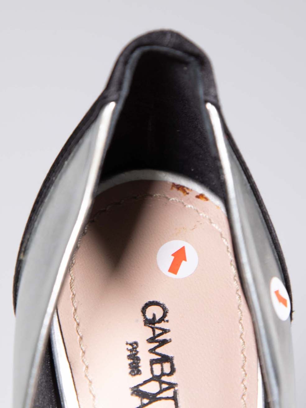 Giambattista Valli Silver & Black Leather Pumps Size US 8 / IT 38 - 8 Thumbnail