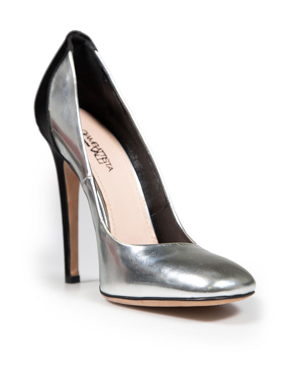 Giambattista Valli Silver & Black Leather Pumps Size US 8 / IT 38 - 2 Thumbnail