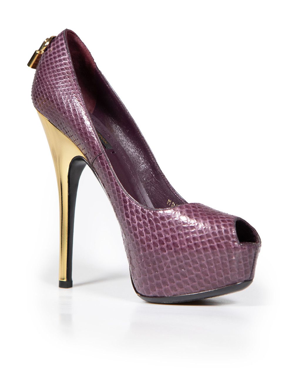 Louis Vuitton Purple Snakeskin Oh Really! Heels Size US 8.5 / IT 38.5 - 2 Thumbnail