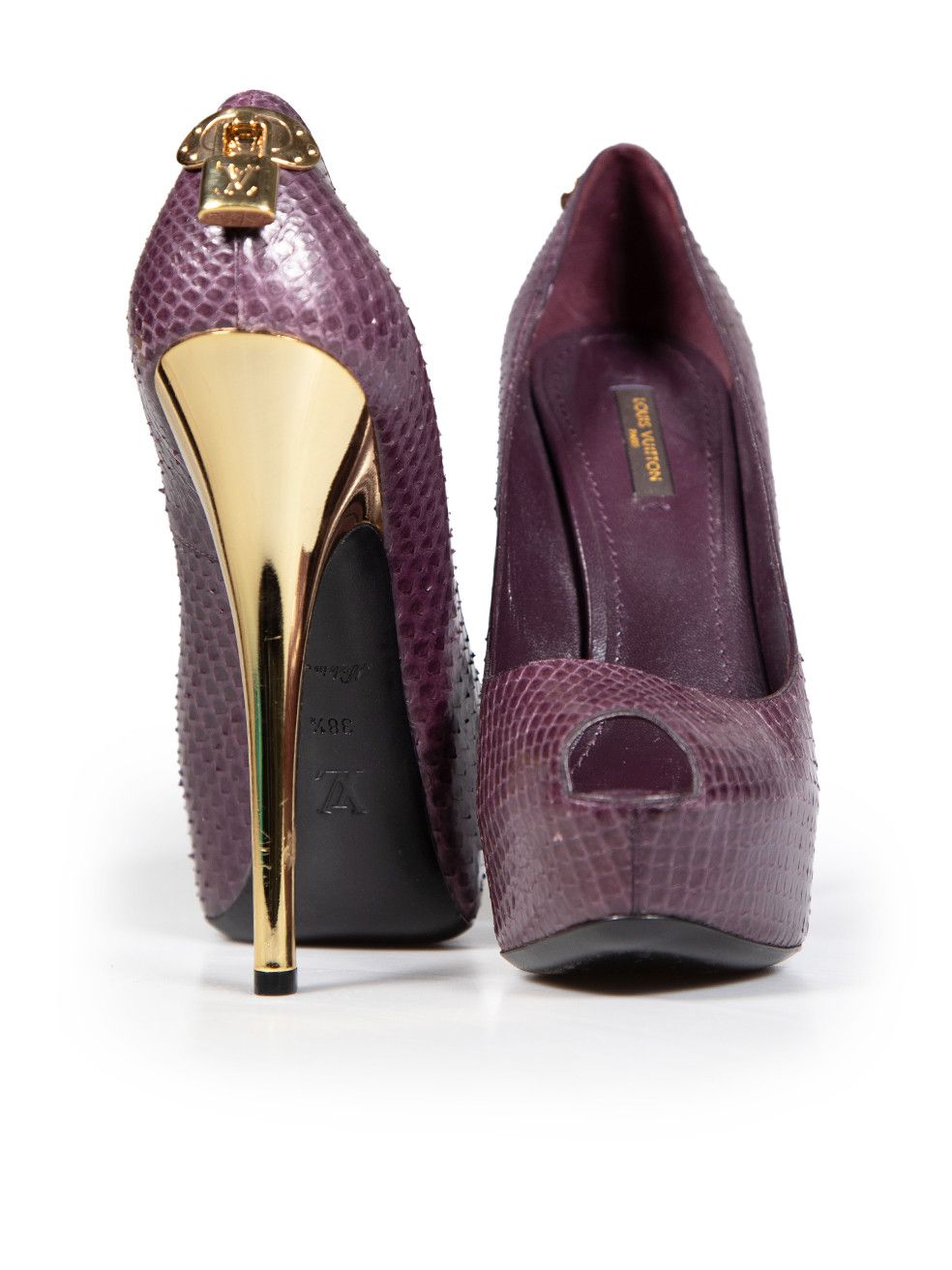 Louis Vuitton Purple Snakeskin Oh Really! Heels Size US 8.5 / IT 38.5 - 3 Thumbnail
