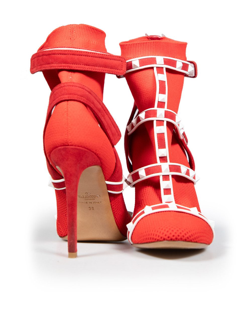 Valentino Red Rockstud Body-Tech Knit Ankle Boots Size US 8 / IT 38 - 3 Thumbnail