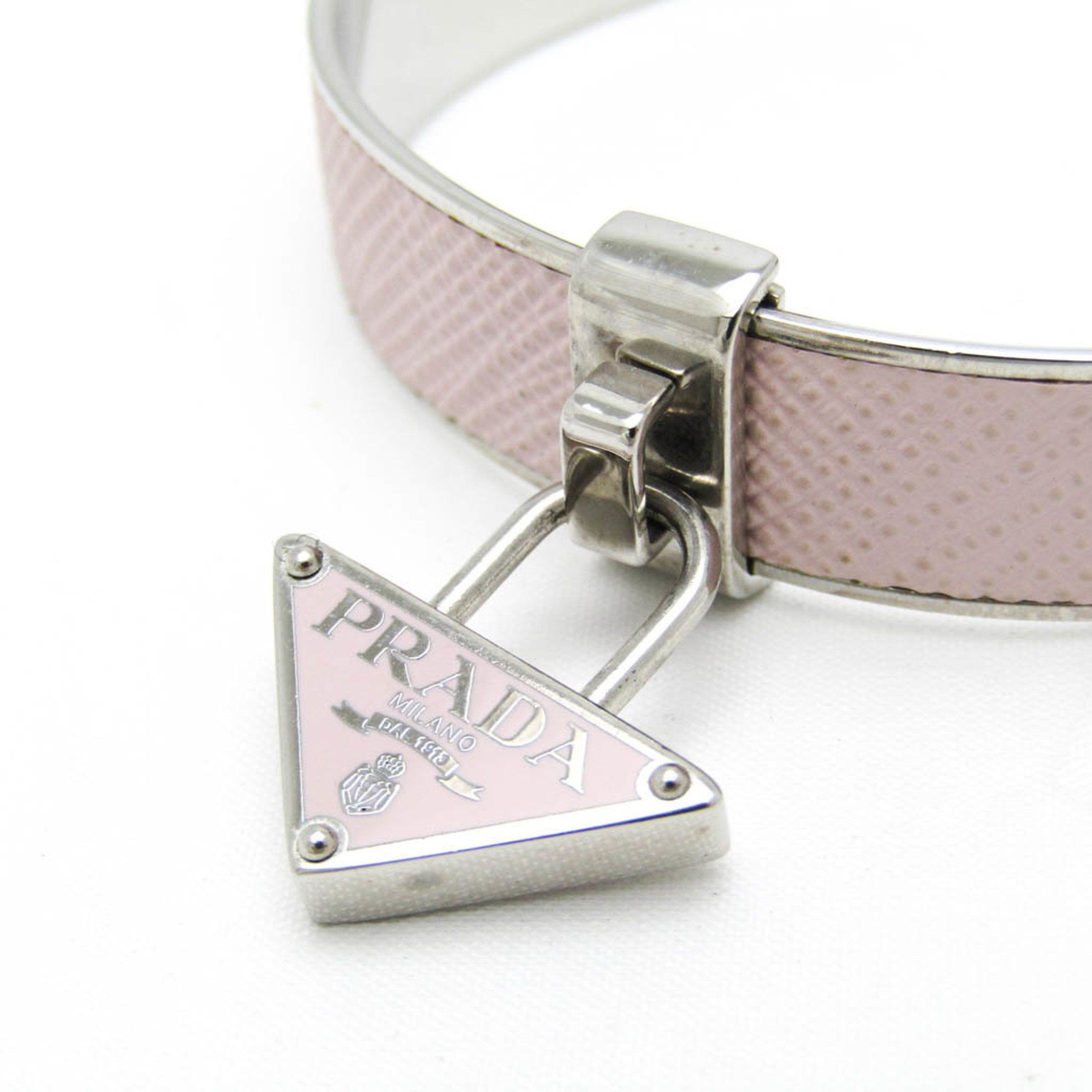 Prada Prada 1IB375 Leather,Metal No Stone Bangle Light Pink,Silver Size ONE SIZE - 5 Thumbnail