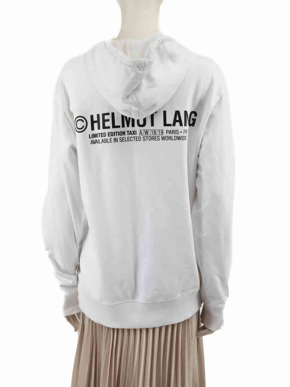 Helmut Lang White Logo Printed Hoodie Size M / US 6-8 / IT 42-44 - 3 Thumbnail
