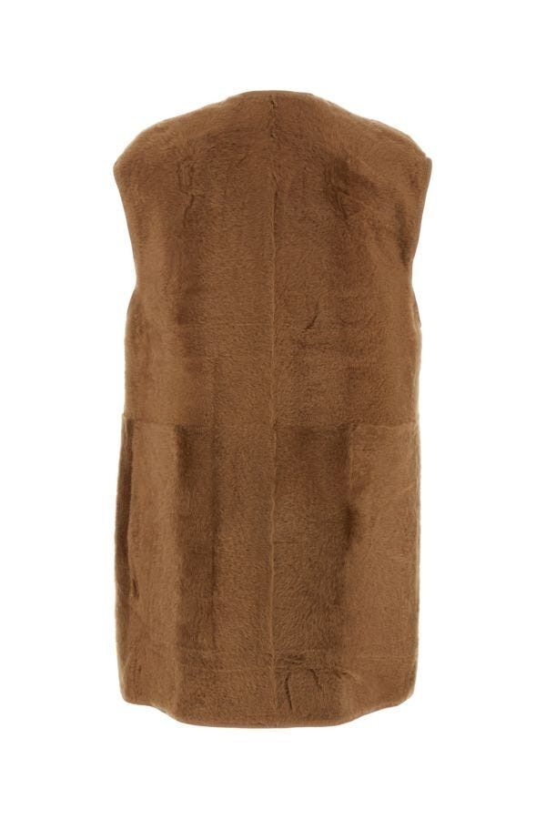 Max Mara Biscuit Shearling Effige Sleeveless Coat Size XS / US 0-2 / IT 36-38 - 4 Thumbnail