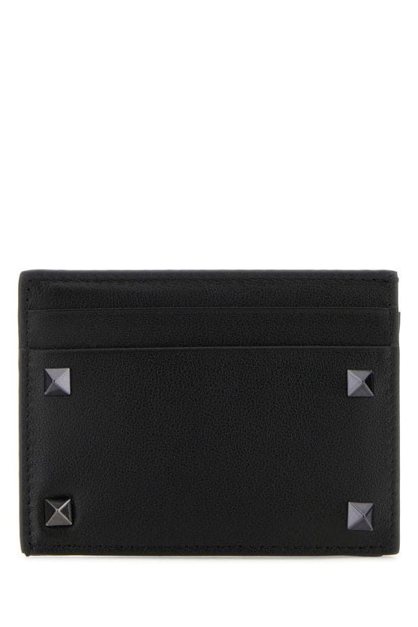 Valentino Black Leather Rockstud Card Holder Size ONE SIZE - 3 Thumbnail