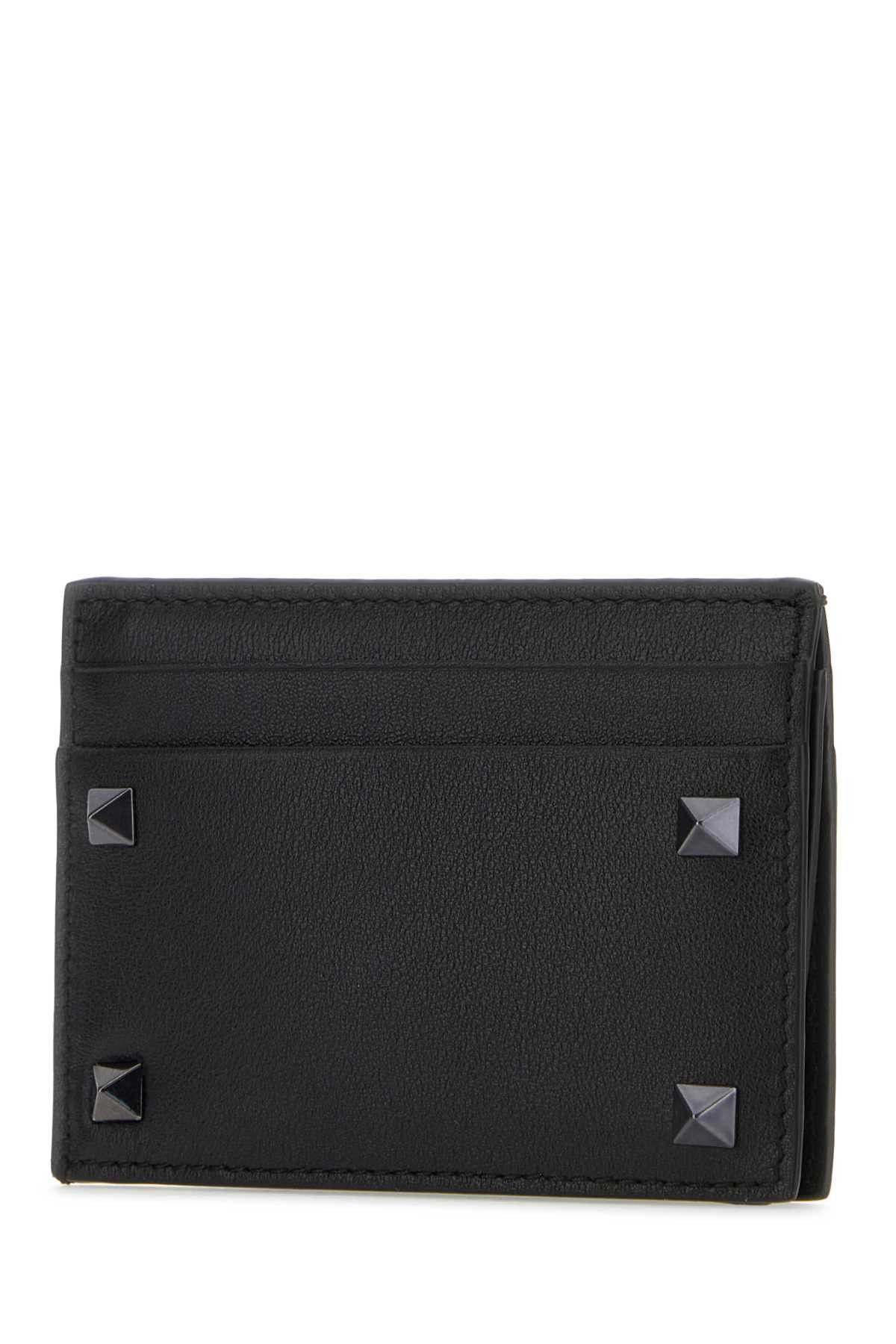 Valentino Black Leather Rockstud Card Holder Size ONE SIZE - 2 Thumbnail