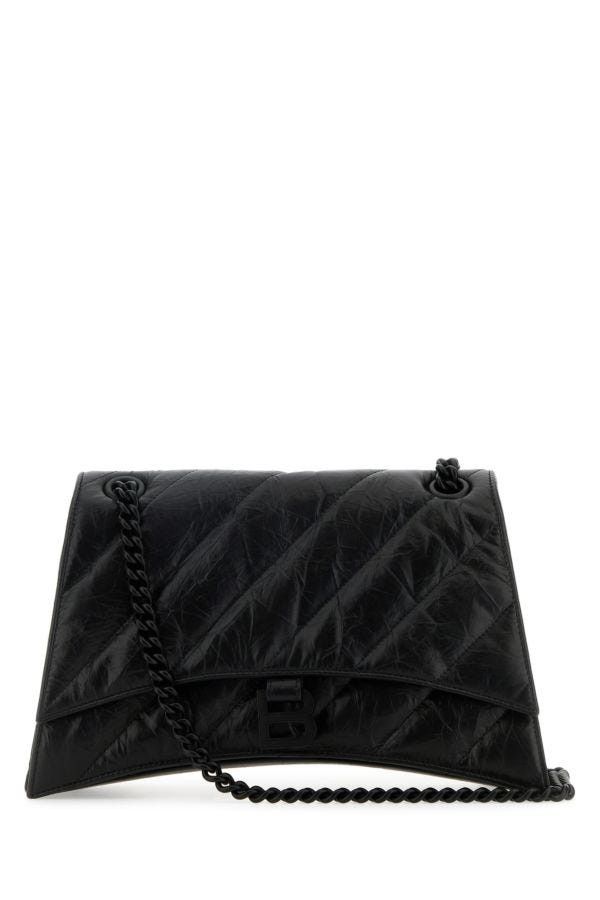 Balenciaga Black Leather Medium Crush Shoulder Bag Size ONE SIZE - 3 Thumbnail