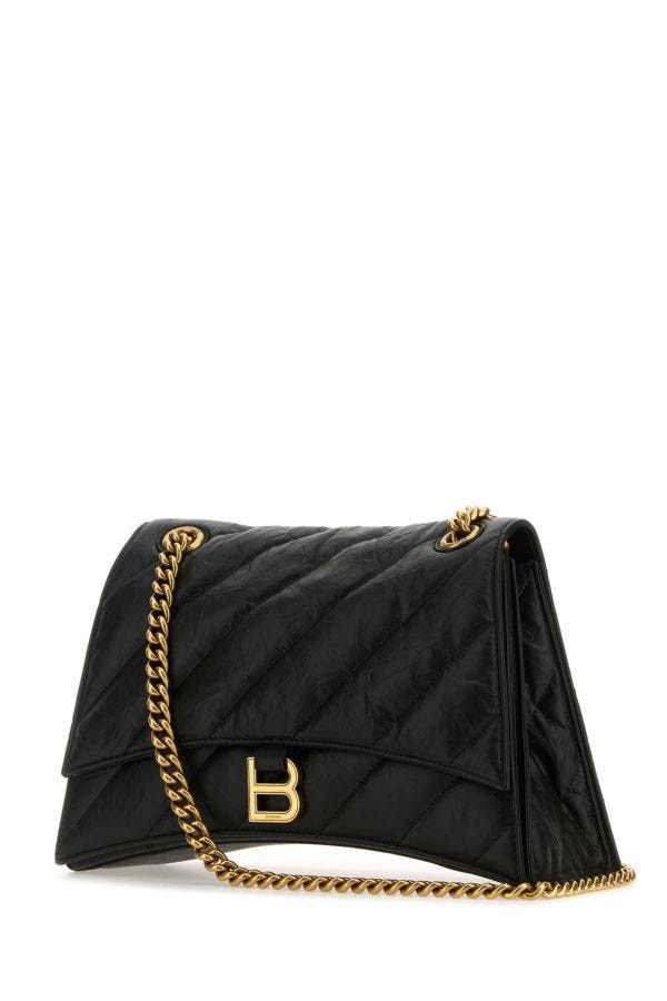 Balenciaga Black Leather Medium Crush Shoulder Bag Size ONE SIZE - 4 Thumbnail