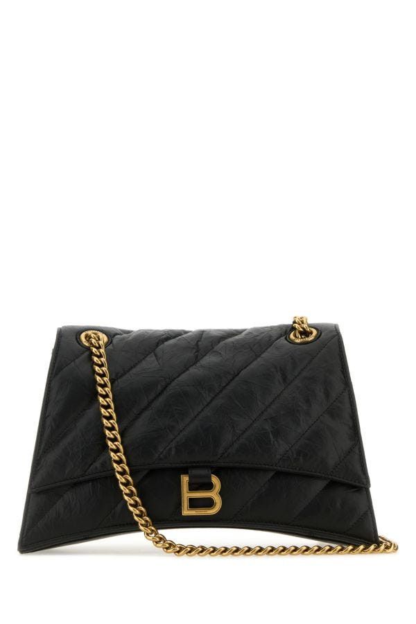 Balenciaga Black Leather Medium Crush Shoulder Bag Size ONE SIZE - 3 Thumbnail