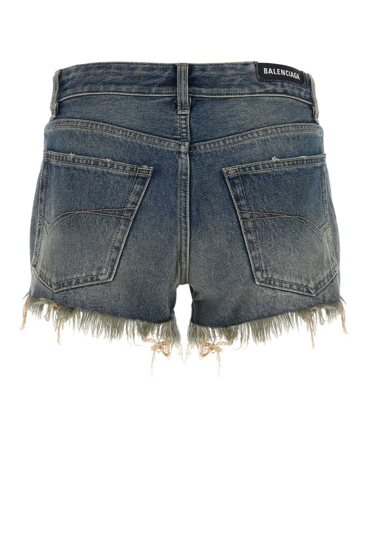 Balenciaga Denim Shorts Size 26" / US 2 / IT 38 - 2 Thumbnail
