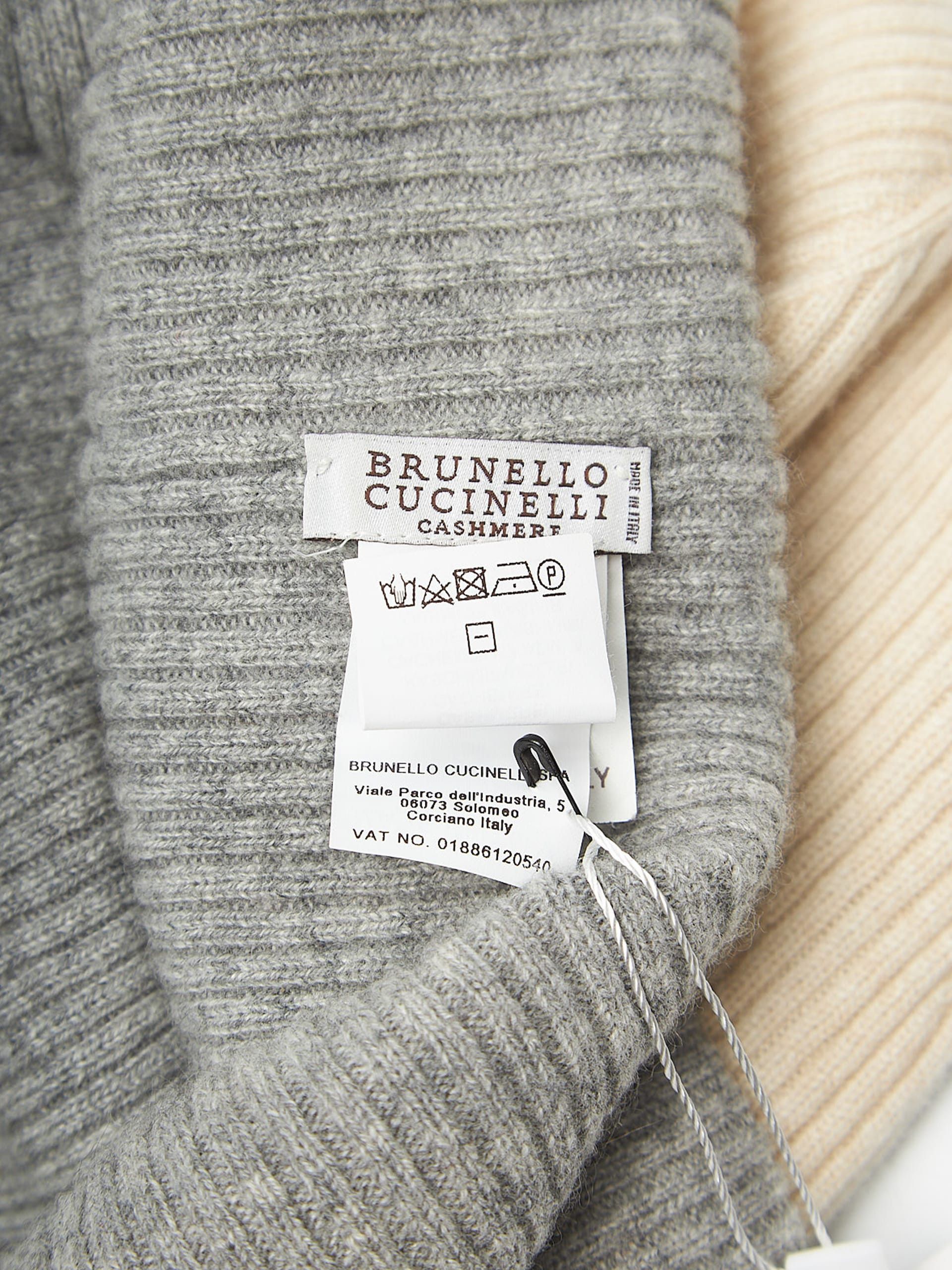 Brunello Cucinelli Gray nad Beige Cashmere Beanie Size ONE SIZE - 3 Thumbnail